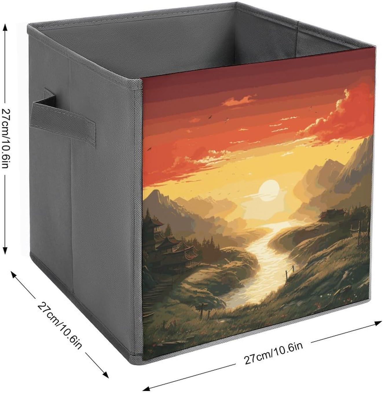 Folding Storage Bins Oxford Fabric Clothes Storage Boxes with Handles | Rising Sun Cube Organizer, Easy to Store, Multi Functional Cube Storage Organizer for Office Bedroom