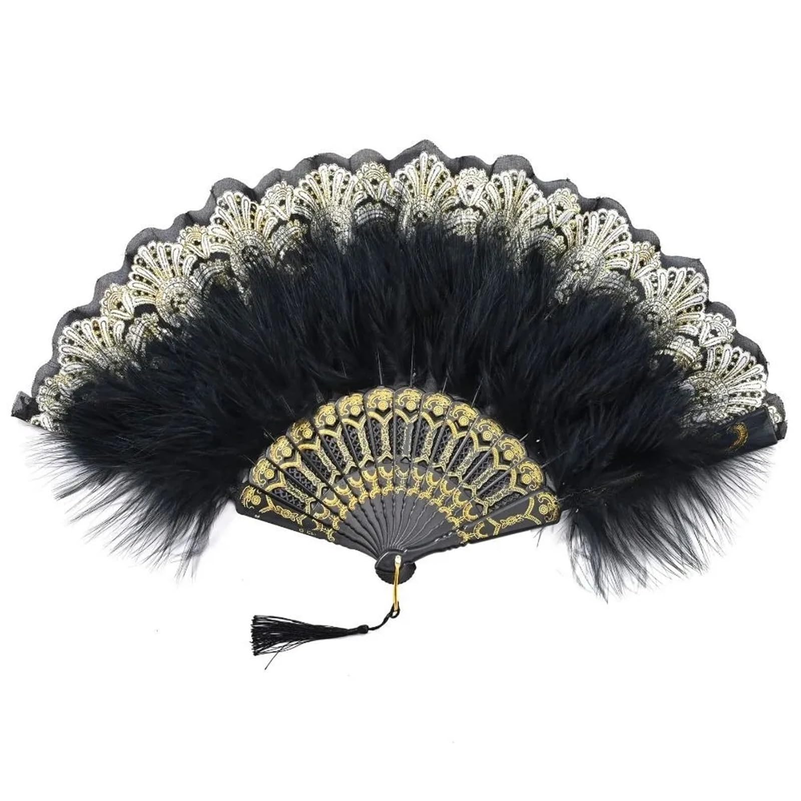 Éventail en plumes de marabout d'autruche avec pendentif cadeau unique