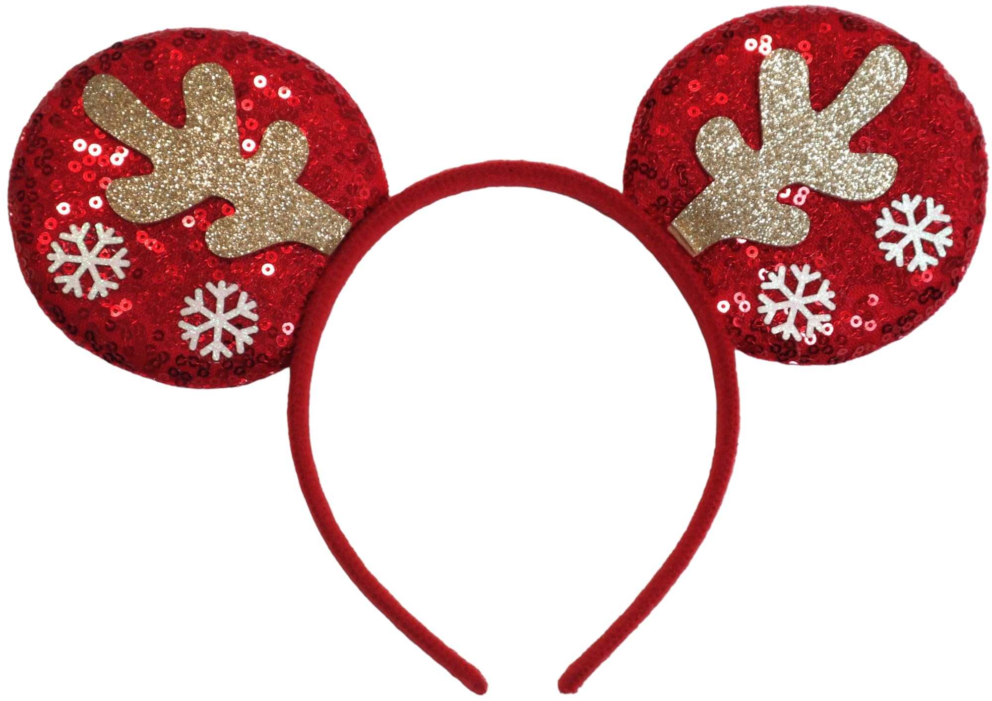 CLGIFT Mickey Minnie Ears Headband, Black Silver No Bow DIY Reindeer Ears for Boy, Bulk Christmas