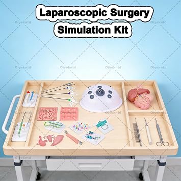 Laparoscopic Suture Practice Kit, Trainer Box Simulator Laparoscopy Trainer Box, Laparoscopic Simulator Trainer Kit with 0/30Endoscope, 4 Instruments 10 Training Modules 0