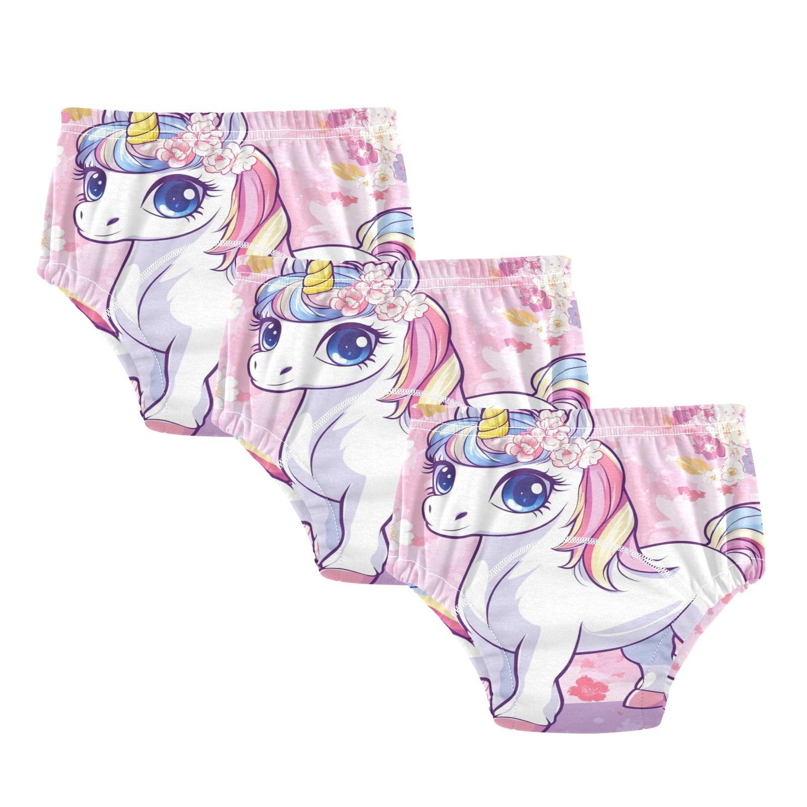 Coikll Cute Rainbow Horse Toddler Training Underwear Waterproof Baby Pee Pants -3T