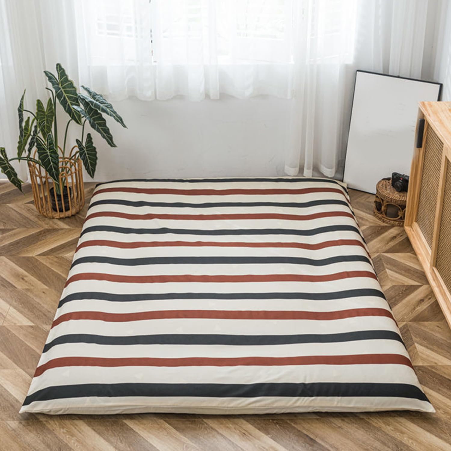 Fodera Futon Morbida 100% Poliestere Per Materasso Pavimento – Copertura King 180x200 Cm Con Cerniera
