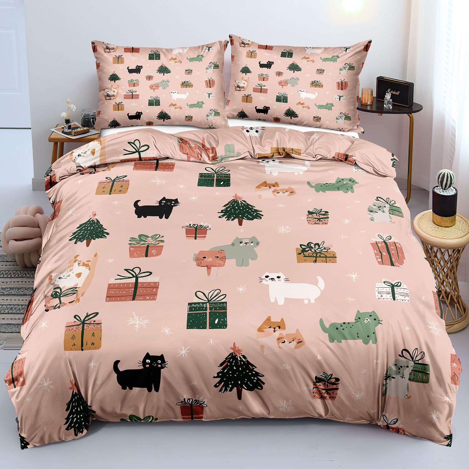 Housse de couette de Noël 200x200 réversible pour décorer la chambre ado cet hiver