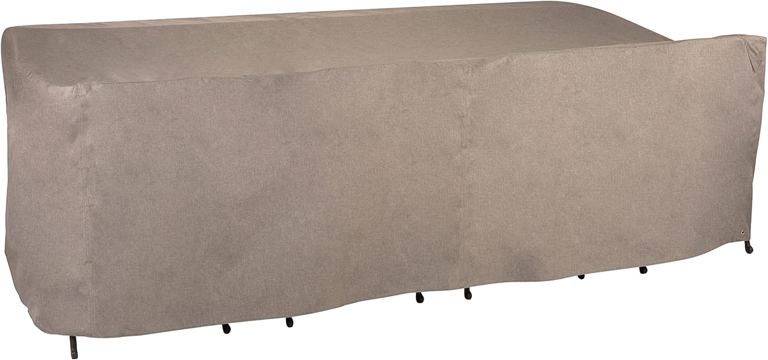 Modern Leisure Garrison Rectangular/Oval Patio Table and Chair Set Cover - Waterproof Fabric - Outdoor Furniture Protection Perfect for Patio, Deck, and Porch - 108" L x 64" W x 34" H - Sandstone