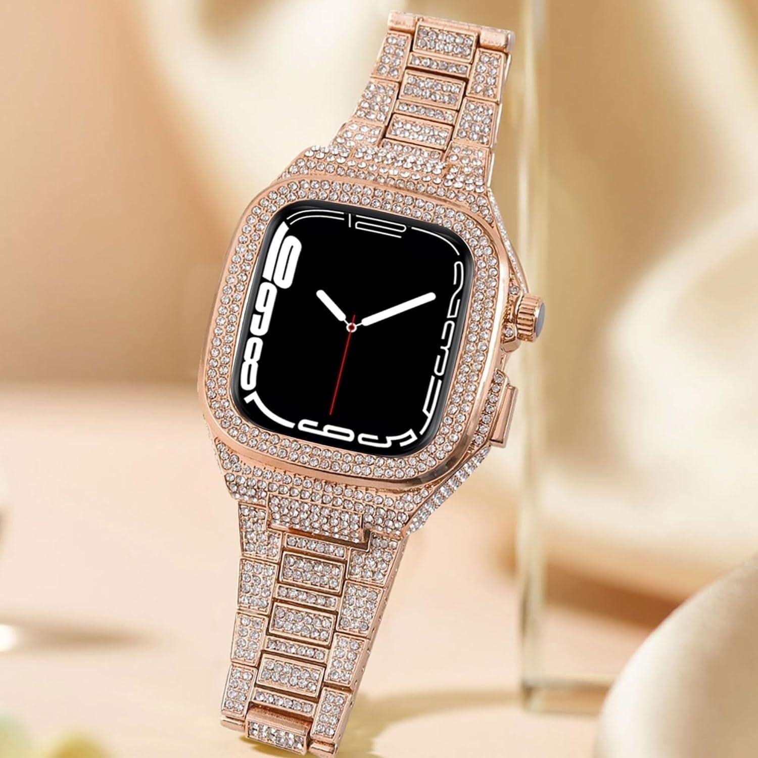 Diamond Watch Case+Metal Watch Strap Modification Kit，For Apple Watch 8 7 6 5 4 SE Fashion Business Band For Lady Women Girls 44mm 45mm Watch Series