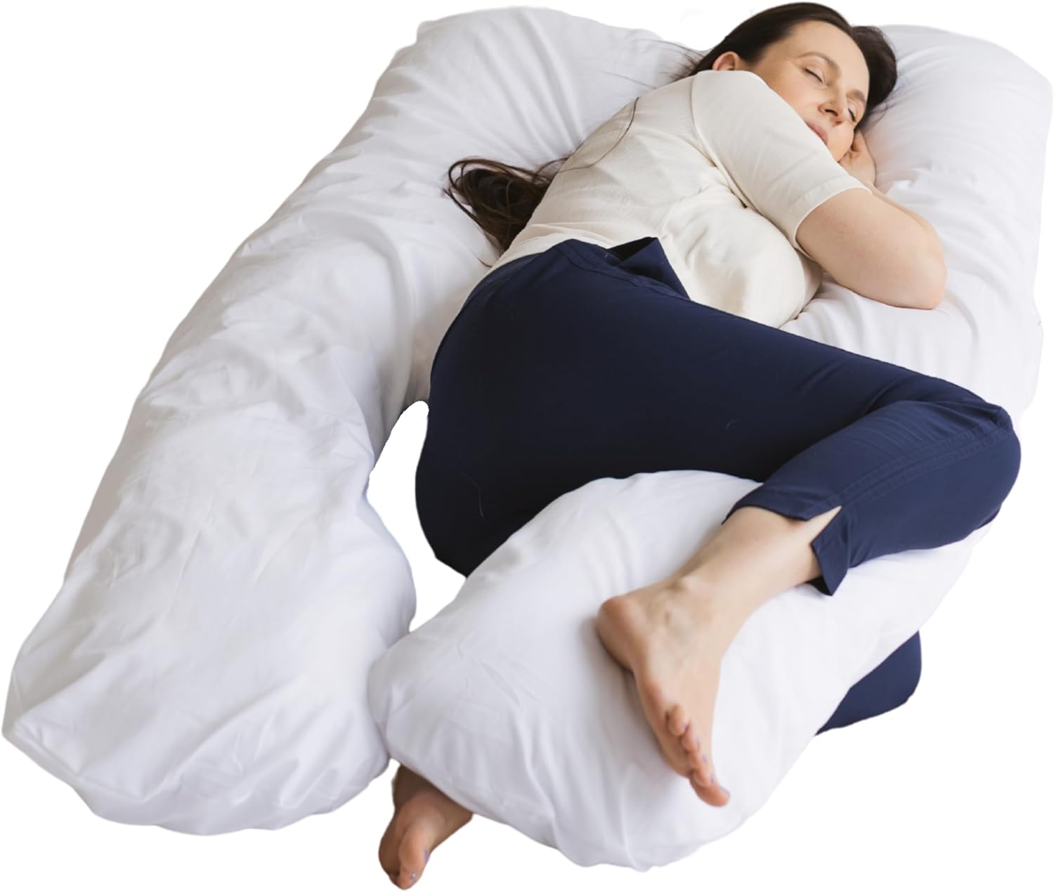 Organic U-Shaped Pregnancy Pillow – Full Body Support Pillow with Natural Kapok Filling & GOTS Certified Cotton Cover – Ergonomic Back, Belly & Leg Support for Sleeping, Nursing, Reading - Made in EU