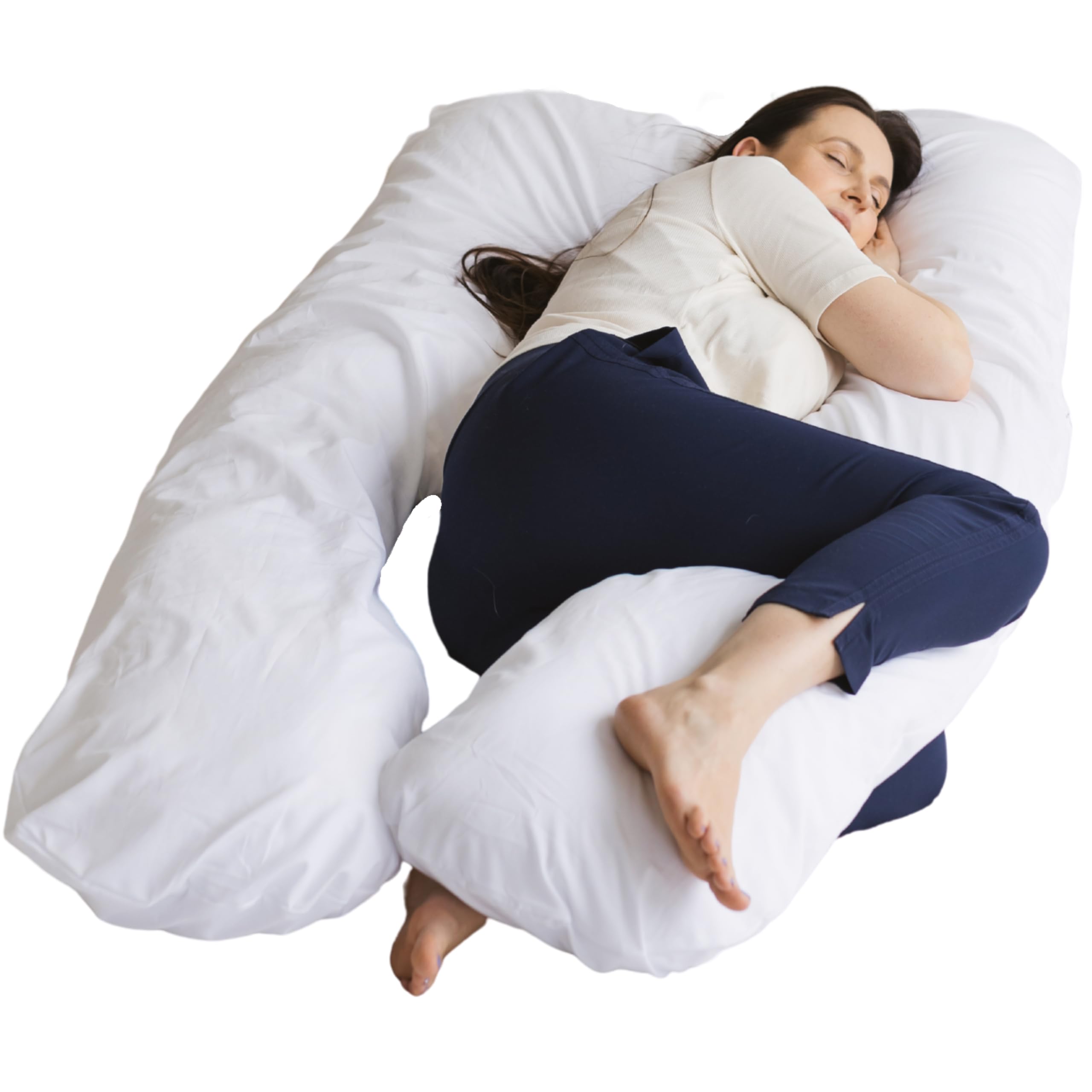 MINICAMP Cojín Embarazada en U | Relleno Natural de Kapok | Algodón Orgánico Certificado Gots | Almohada Embarazo para Dormir y Lactancia | Funda Extraíble Lavable