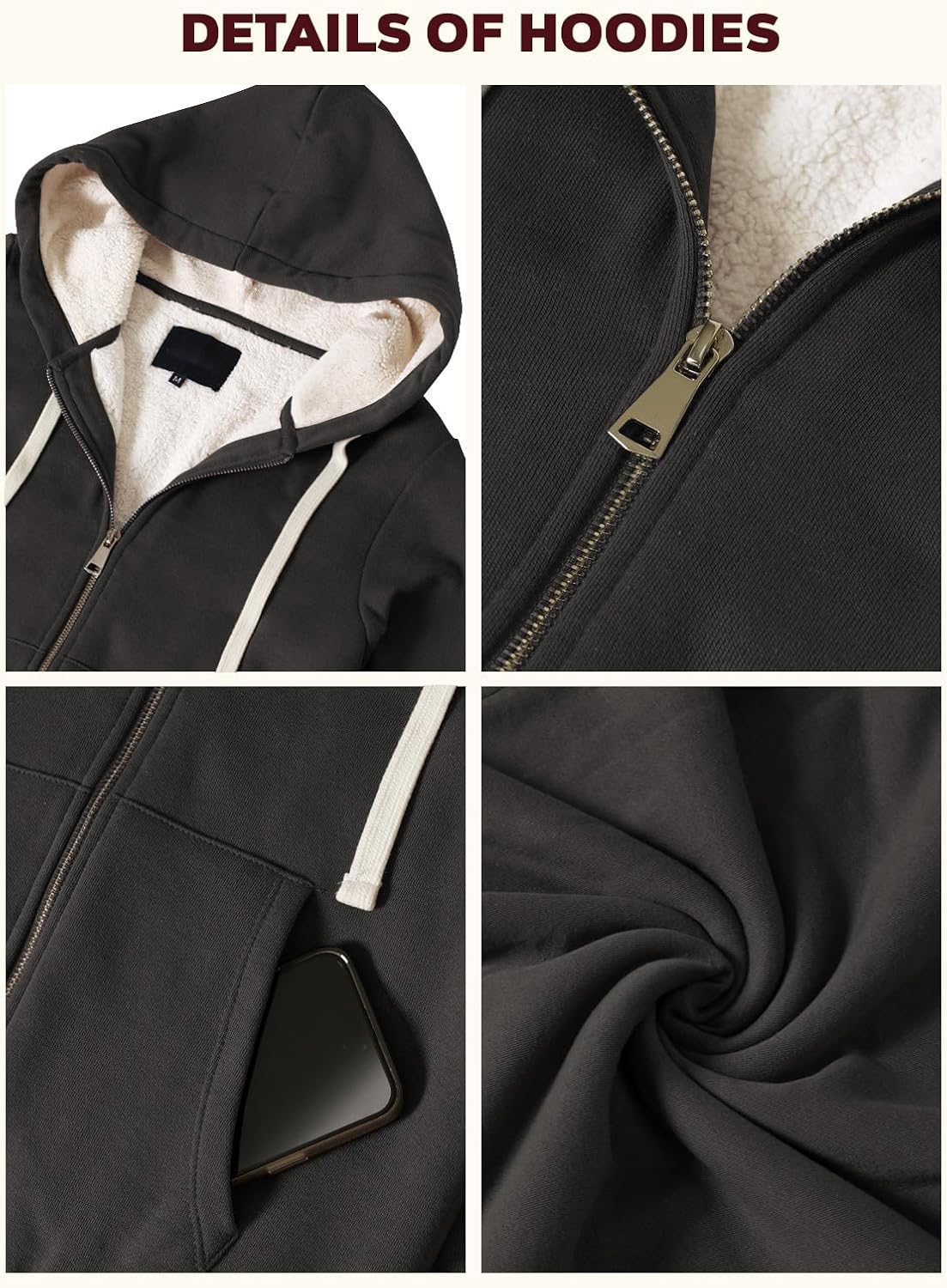 Design by Olivia Women's Sherpa-Lined Fleece Full-Zip Hooded Jacket - Image 6