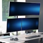 VIVO Triple Monitor Extra Tall Desk Mount for up to 49 inch Ultrawides on Center Bracket and 27 inch Screens on Side Brackets, Holds up to 44 lbs, Black, STAND-V103T