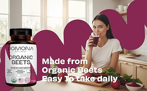 Miniatura 7 de Pomona Wellness Suplemento de remolacha en polvo de 1350 mg, apoya la presión arterial, la salud cardíaca, la circulación, la energía y el