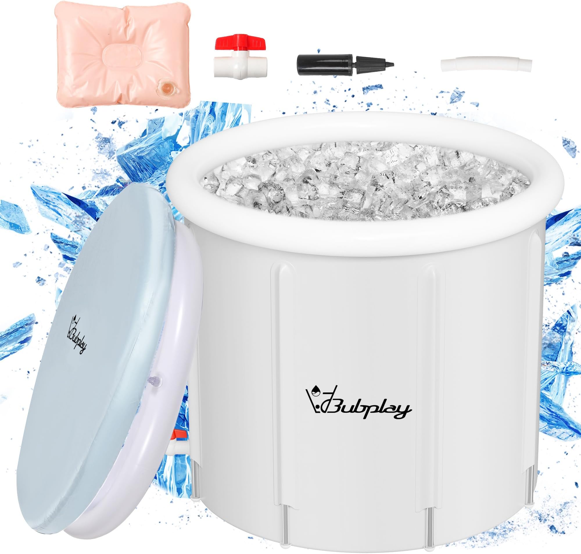 XL Ice Bath Tub for Athletes & Adults - 105 Gallons, Cold Plunge Tub with Cover, Inflatable Ice Bath Barrel for Indoor Outdoor - Grey