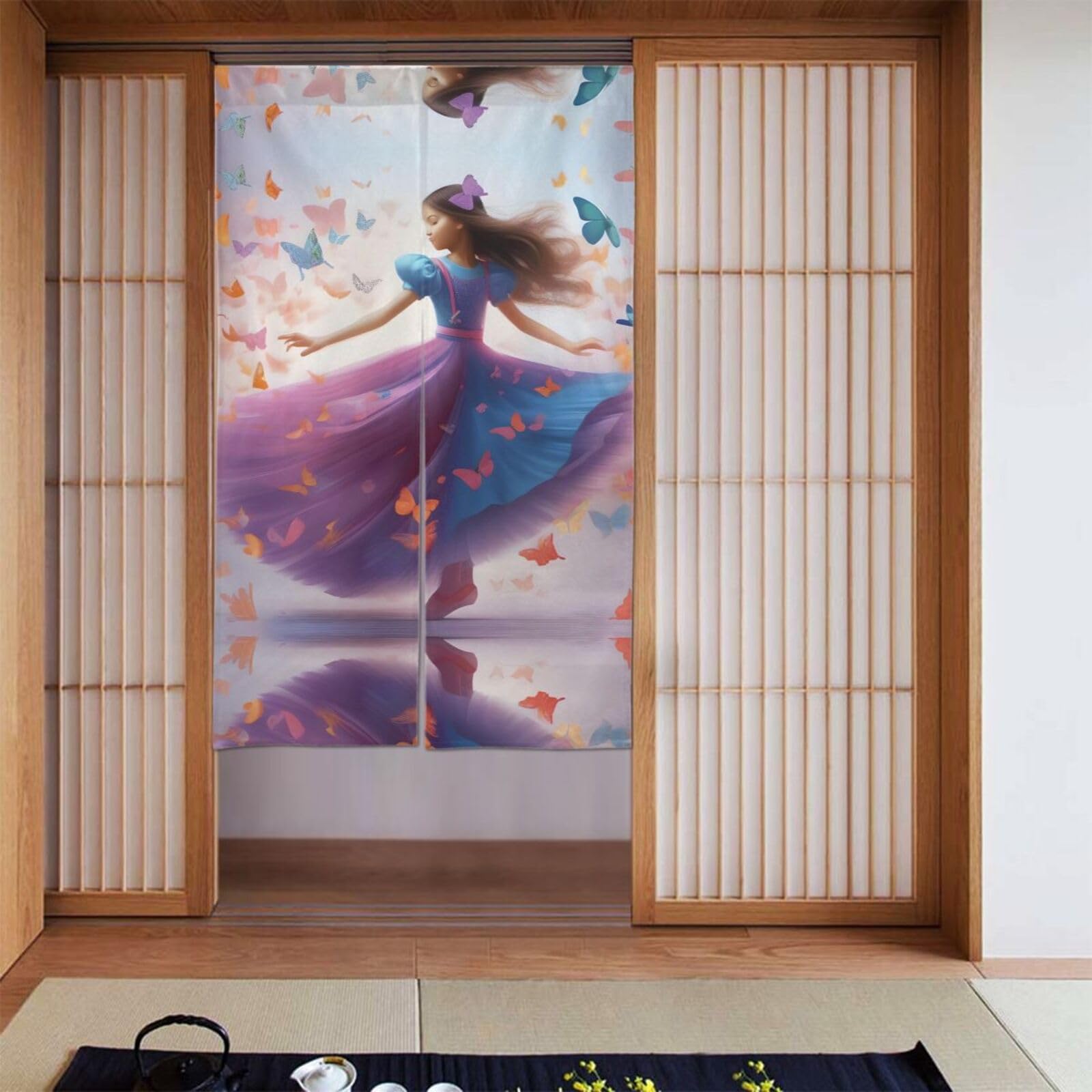 Rideaux occultants pour chambre à coucher au motif de papillon