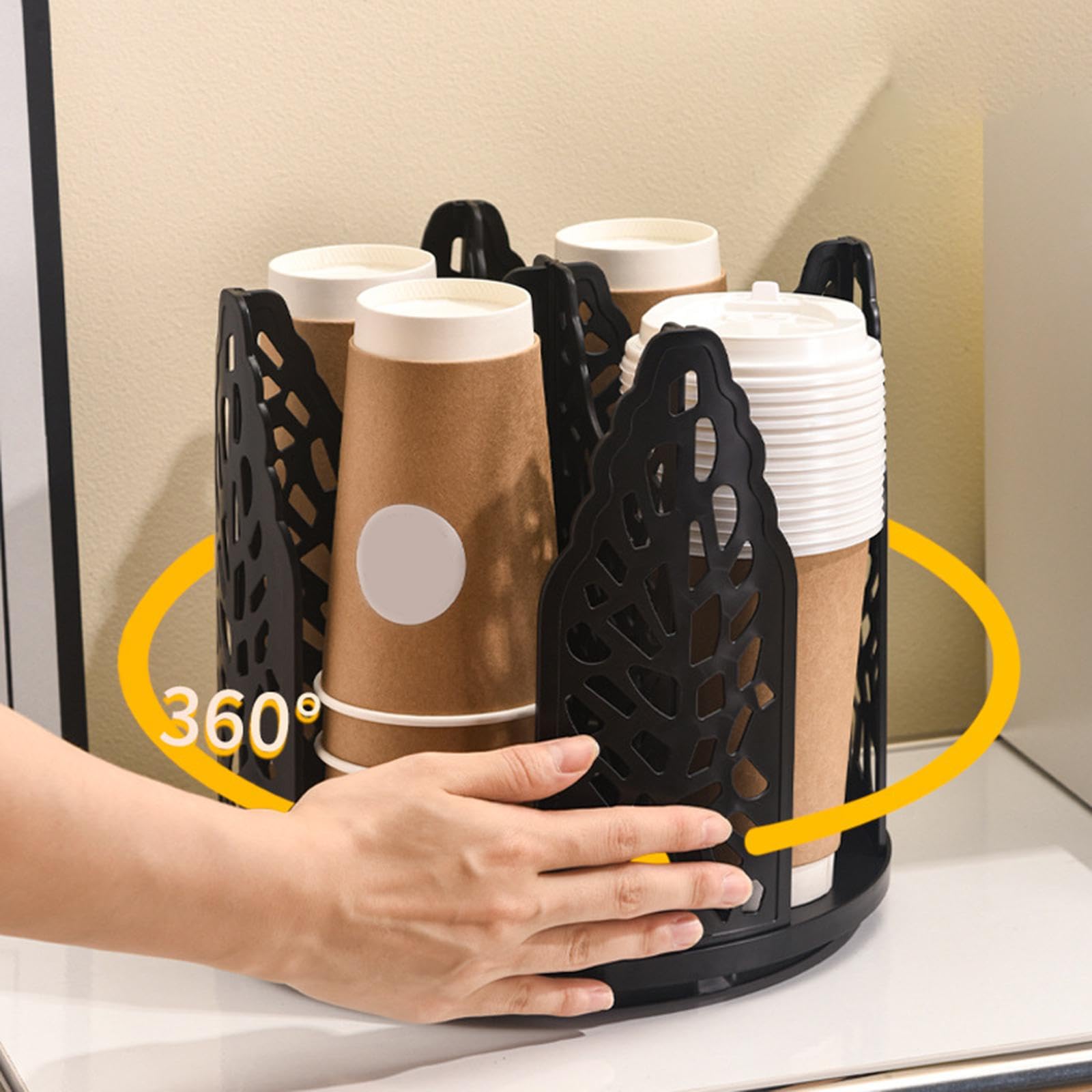Dispenser Porta Bicchieri Carta Supporto Rotante Organizer Multifunzione PS Plastica Solida Adatto a Soggiorno, Nero