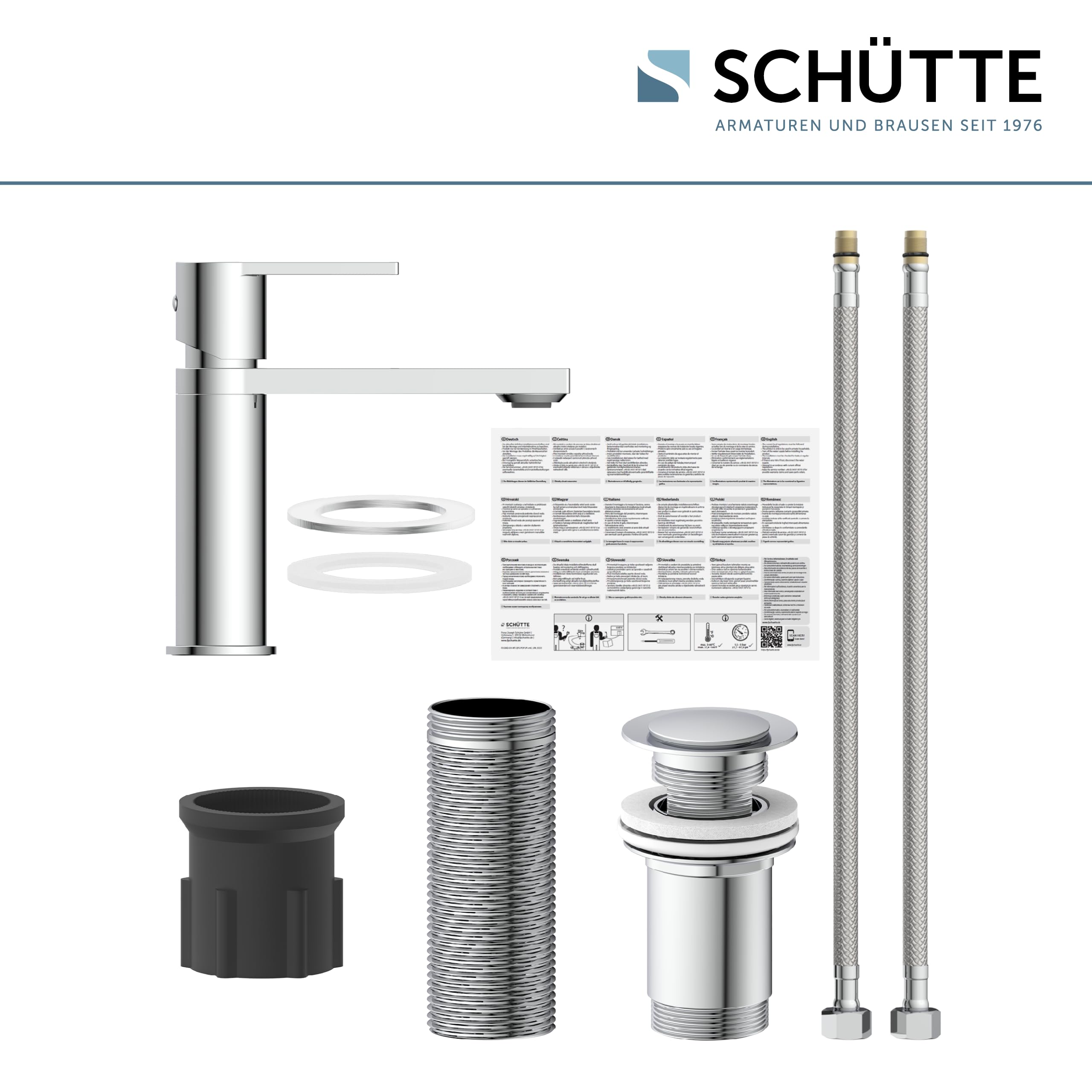 SCHÜTTE MANHATTAN 33010 - Grifo monomando para baño con tapón de desagüe (cromado)