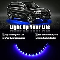 Vista 2 de Tira de 15 luces LED de 12 V, de 30 cm, resistente al agua, flexible para parte inferior de faros de auto, azul, 20