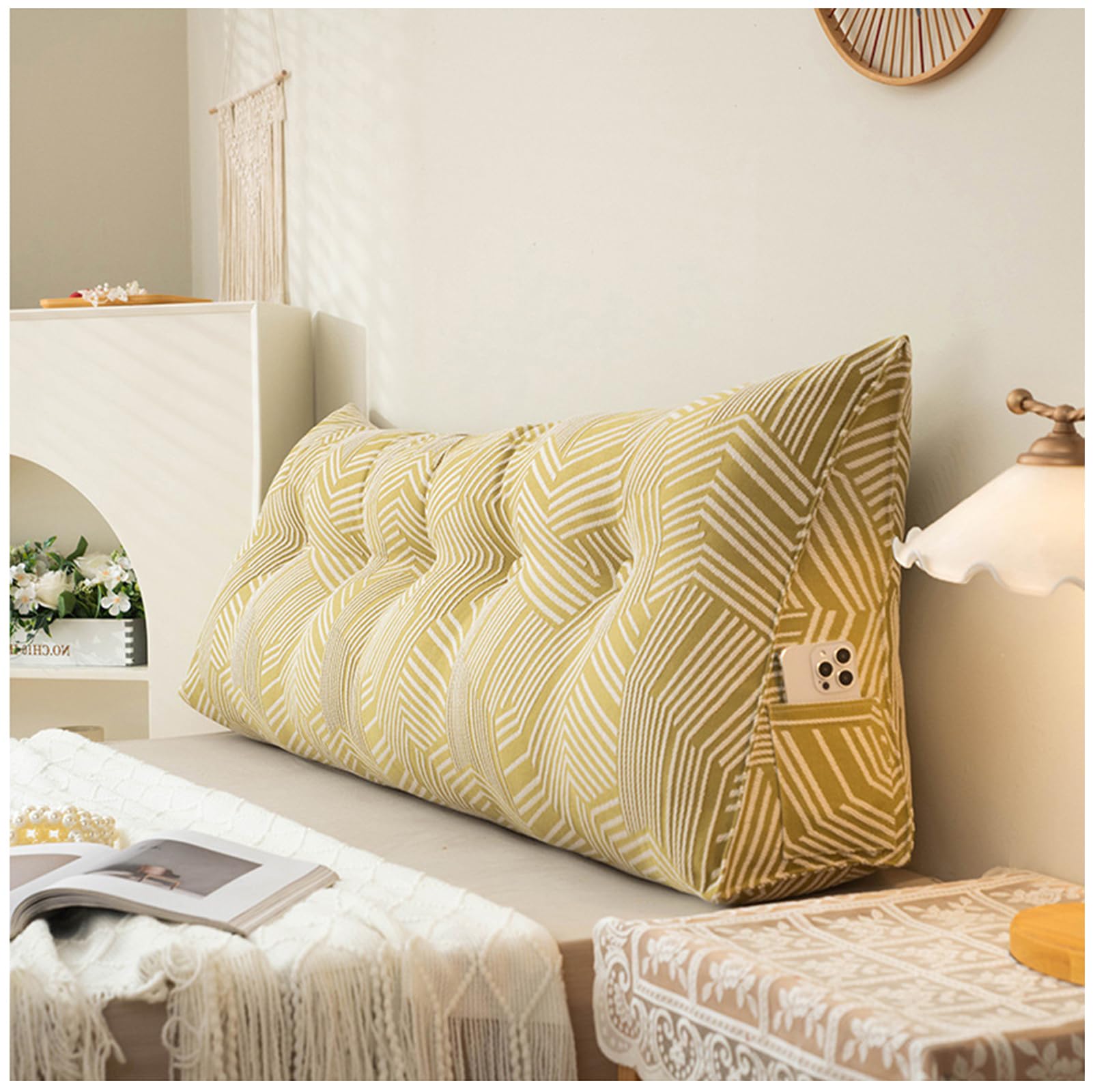 RDIAYDN Large Headboard Wedge Pillow Bed Reading Pillow For Headboard, Triangular Wedge Pillow Headboard, For Sitting In Bed-Backrest Positioning Support Pillow,C,180cm