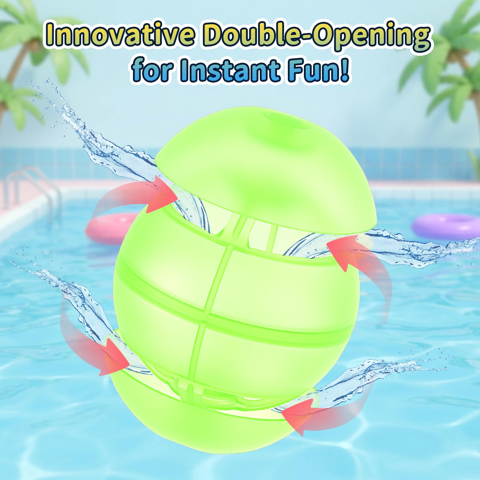 Palloncini Acqua Riutilizzabili –12 Pezzi Bombe d’Acqua in Silicone,Doppia Apertura a Riempimento Rapido Autosigillanti – Giocattolo da Piscina,Spiaggia,Giardino Esterno per Bambini 6+ Anni