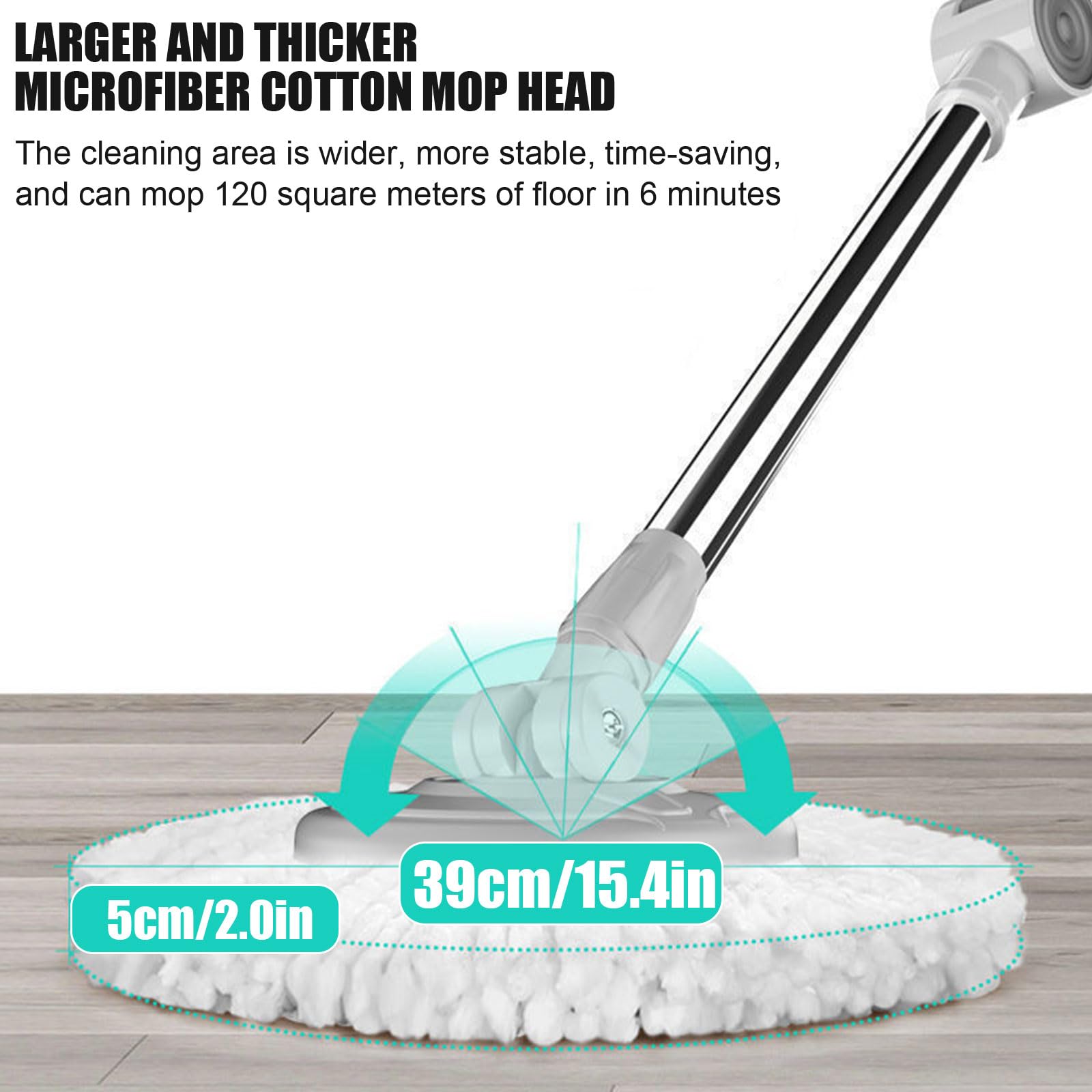 Este Juego de fregona giratoria y Cubo con escurridor para el hogar, Sistema de fregona giratoria de Microfibra con 7 Cabezales de Recambio, Mango extendido de 130 cm para la Limpieza de Sue
