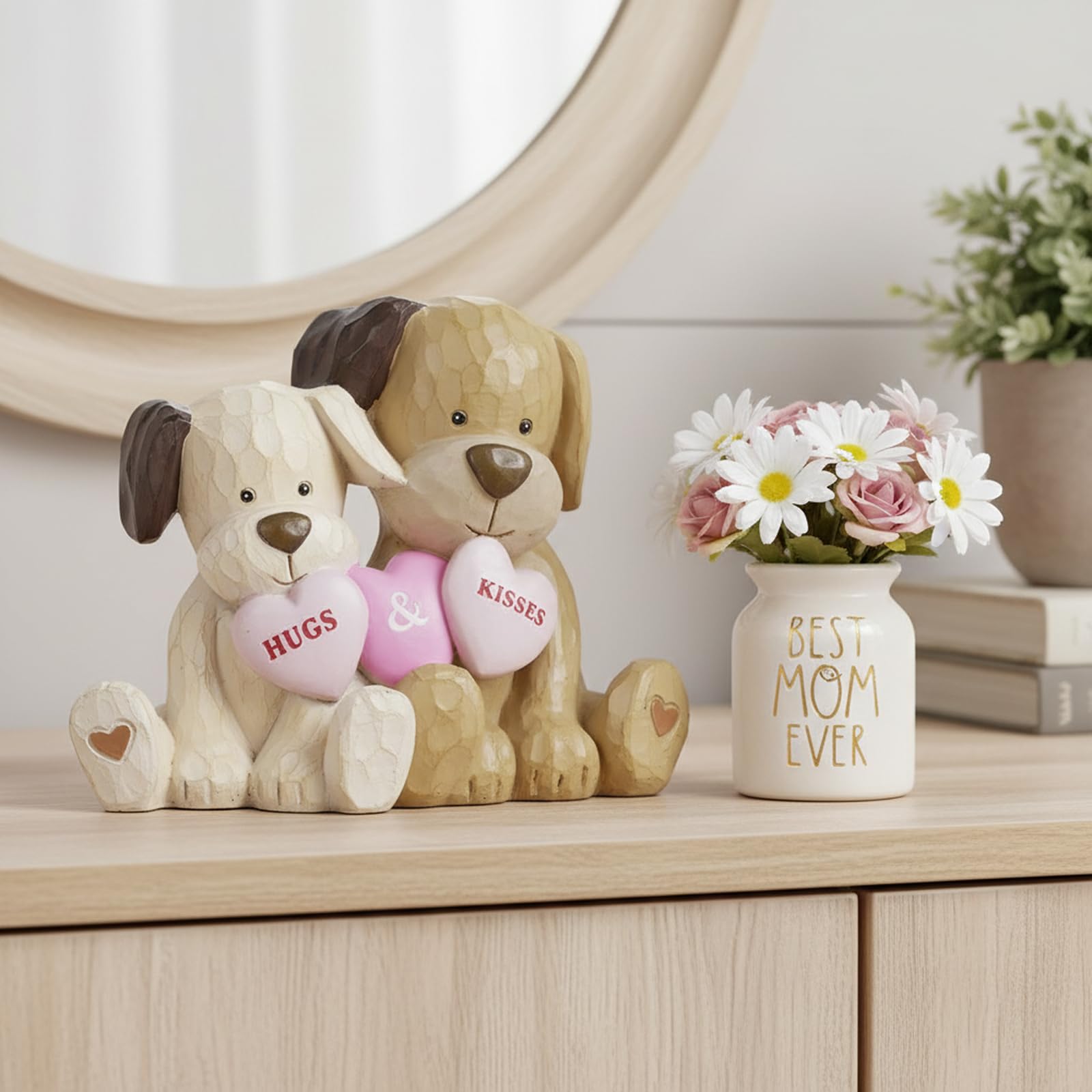 Amazon.com: Braxio Dog Figurines Heart Decor - Resin Love Dog