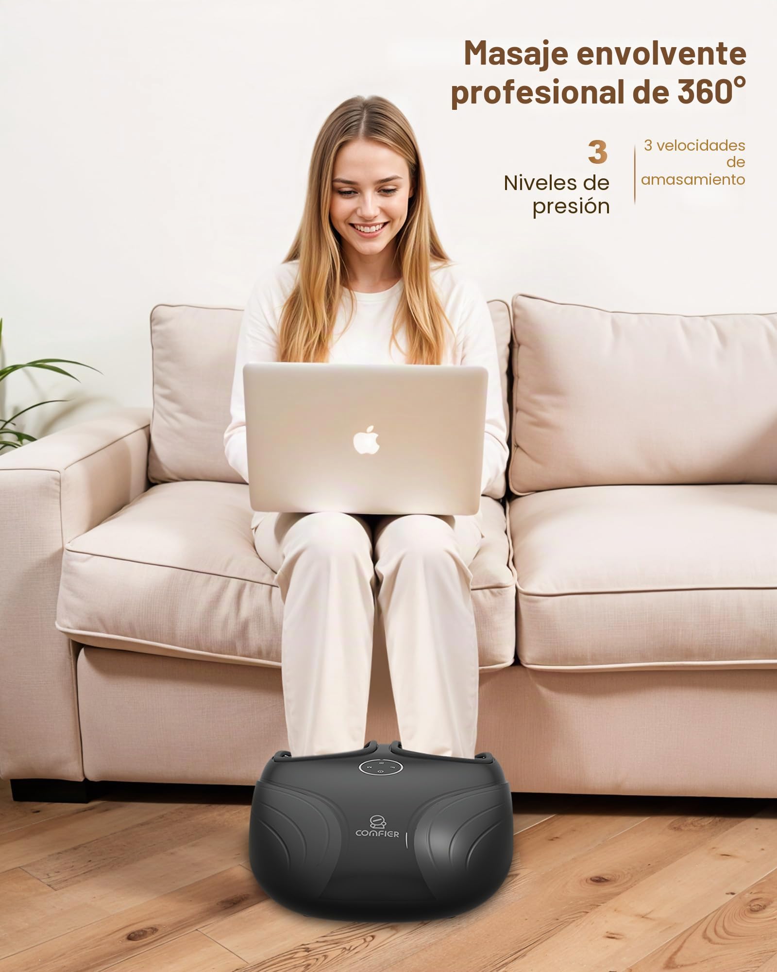 COMFIER Masajeador de pies con calor, Masajeador de pies Shiatsu, compresión de rodillo para fascitis plantar, neuropatía, uso en casa, oficina, regalos