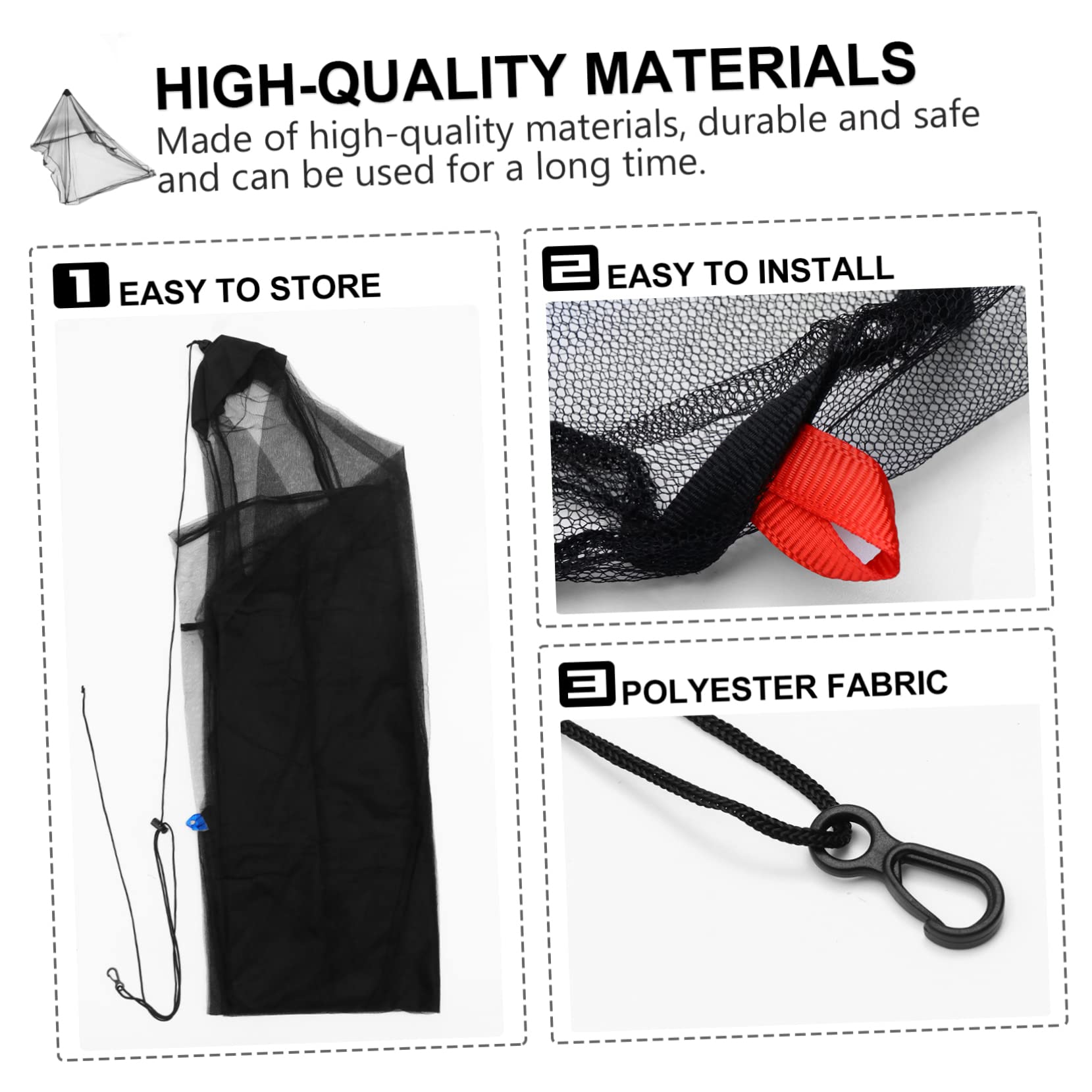 Yardwe Moustiquaire Tente De Camping Tente Belvédère Filet Anti-Mouche Ciel De Lit Bâche De Camping Canopée Camping en Voiture Lit De Tente Black Polyester