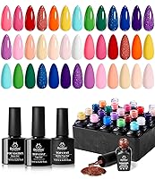 Vista 30 de Beetles - Kit de esmalte de uñas de gel con capa base y capa superior, neutro, marrón, rosa, gris, verde, blanco, negro, con brillantina, juego