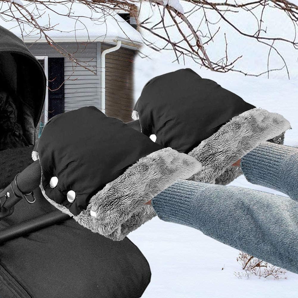 Pram Hand Muff, Baby Pushchair Fleece Hand Gloves Stroller Hand Muff Hand Warmer Windproof Thickening Anti-Freeze Gloves Universal Pram Accessory