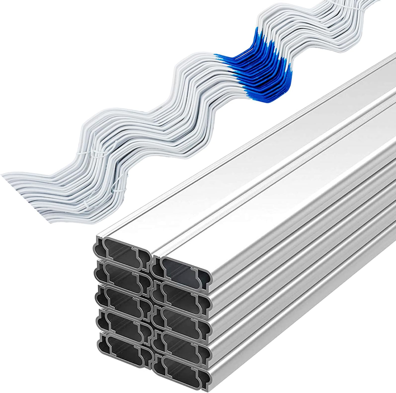 Greenhouse Spring Wire & Lock Channel Kit - 10 Sets, 6.56 ft PVC Coated Wire & Rustproof Aluminum U-Channel, Greenhouse Frame Kit for Plastic or Shade Cloth Attachment