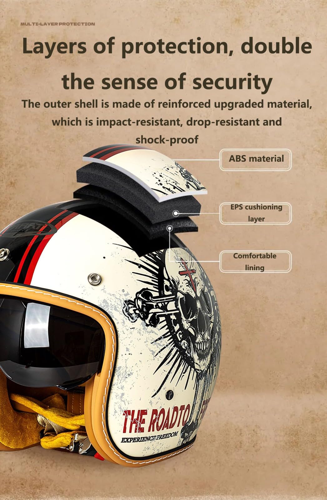 Casco Jet Moto Caschi Motorino Vintage, Scooter Moto Casco, Caschi Cromwell Moto Omologato DOT/ECE Casco Per Adulti Per Moto Chopper Scooter Motorino Per Adulti Uomini Donne