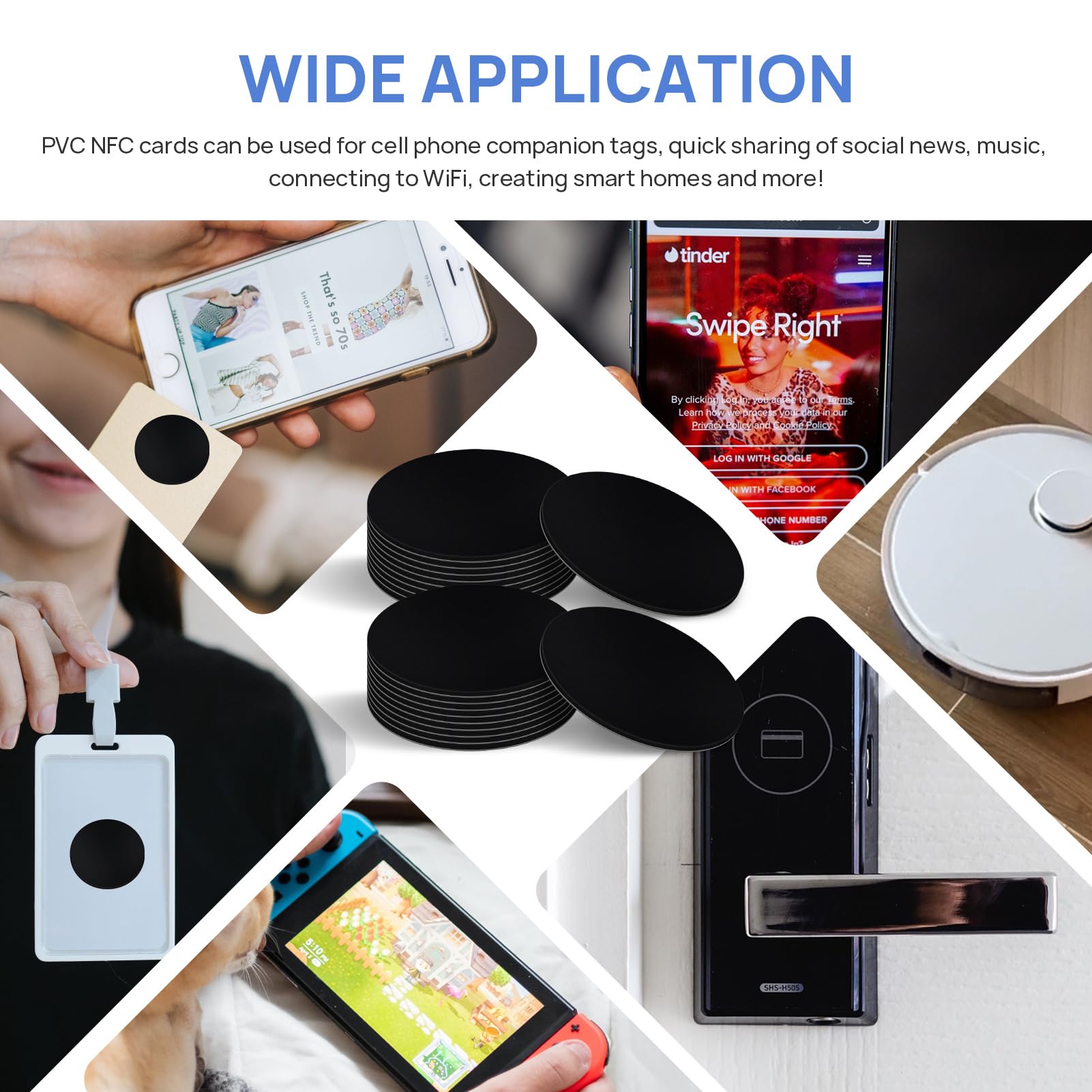 Lot De 100 étiquettes NFC Programmables - Porte-clés Multicolores, 504 Octets, Compatible Smartphone, Pour Automatisation, Partage - 5