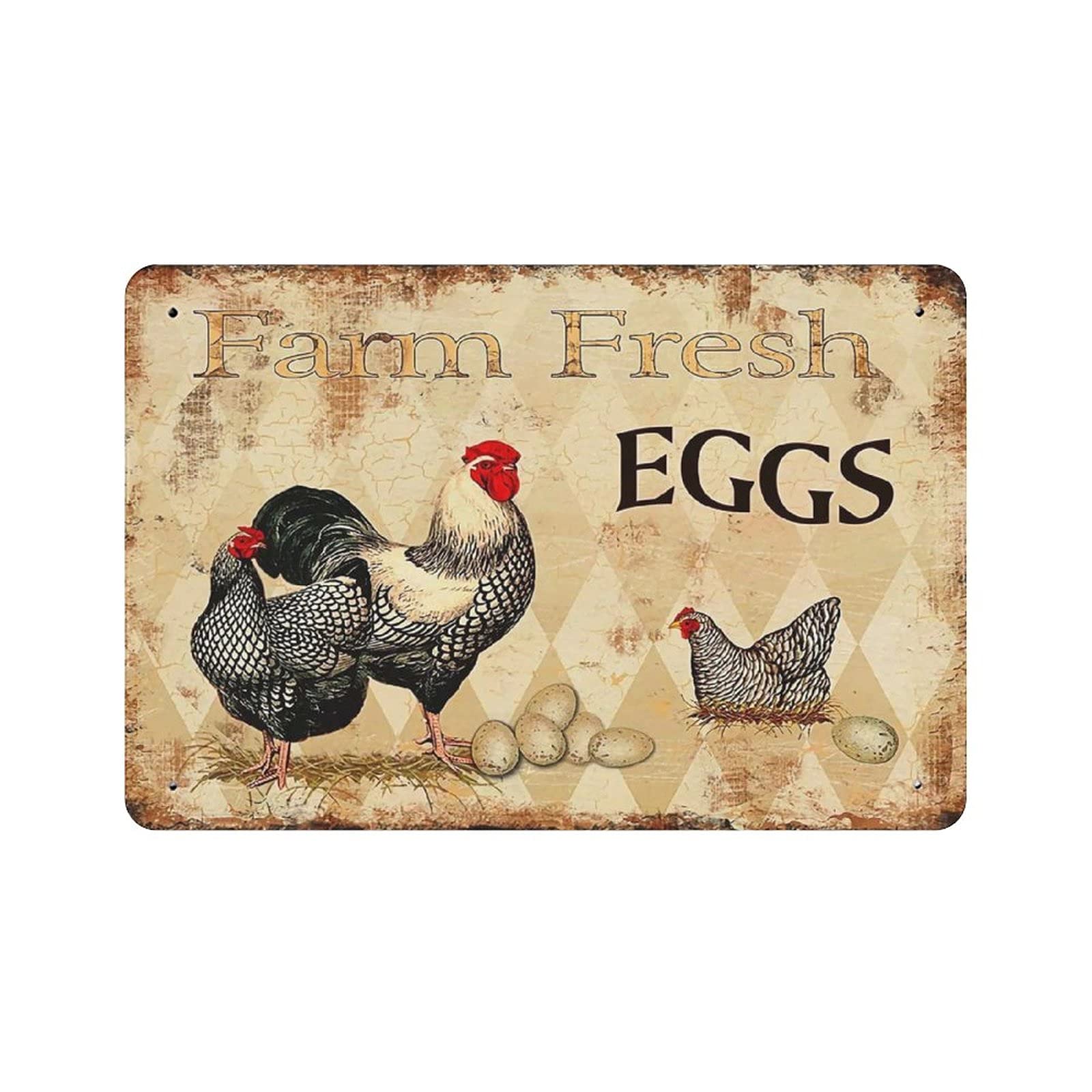 rayprint Metal Tin Sign Fresh Egg Chicken Vintage Tin Poster Metal Sign Wall Decoration Country Kitchen Home Garage Decor 8"x12"