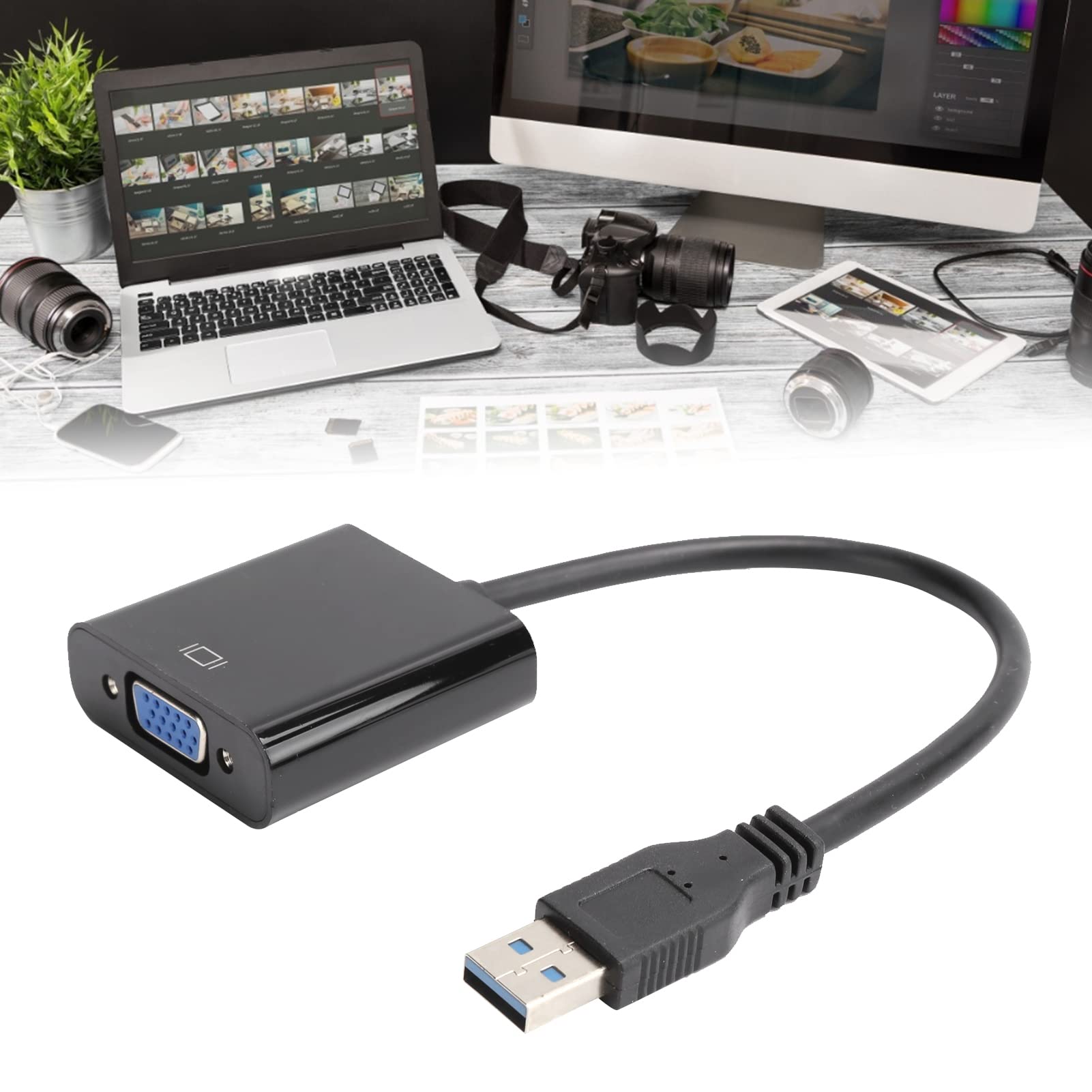 QANYEGN USB to VGA Adapter, Audio Video Converter Adapter, USB to VGA HD Display Video Converter for Replacement