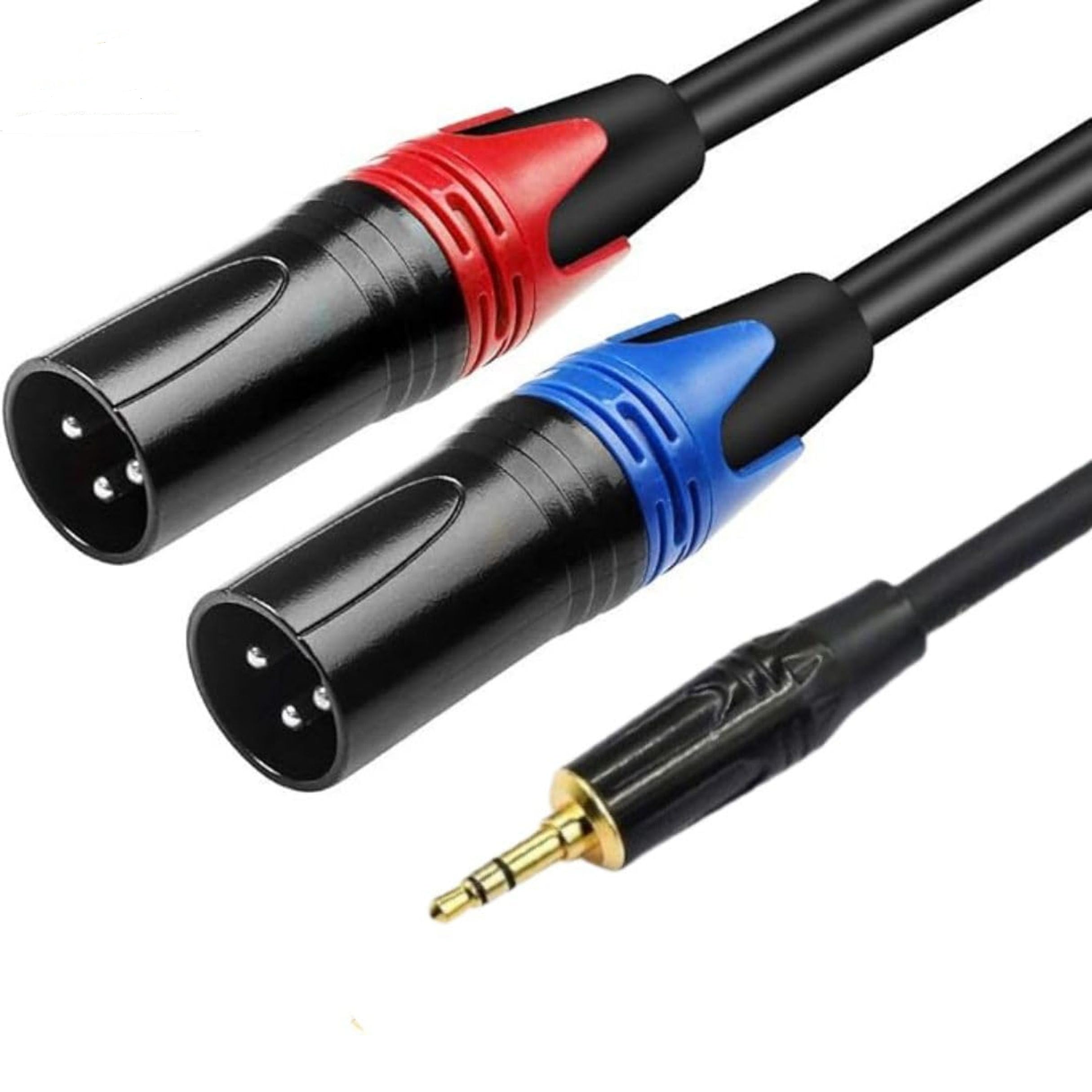 HAKUHO Stereo 1/8 Inch to Dual XLR Male Y-Splitter Cable,Unbalanced 3.5mm Mini Jack TRS Stereo to Double Male XLR Adapter Interconnect Breakout Patch Cord (4.2 feet / 1.2 meter),BLUE/BLACK/RED-image-29
