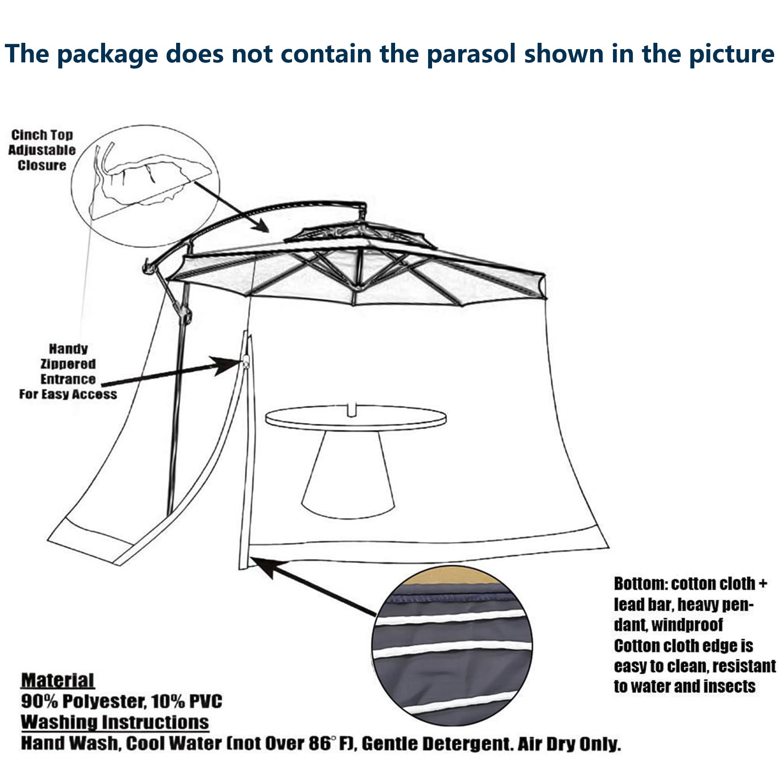 Moskitiera kempingowa, moskitiery przeciw komarom Patio Parasol Moskitiera Ekran Odporny na promieniowanie UV Moskitiera Styl altany, na zewnątrz Ogród ogrodowy(Black)