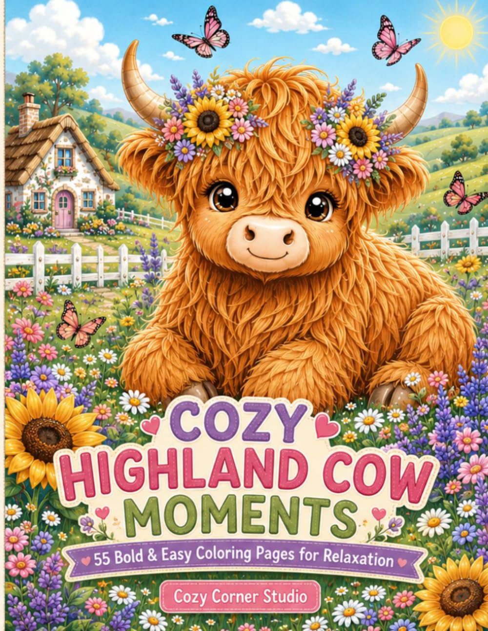 Cozy Highland Cow Coloring Book: Sweet Highland Cow Scenes to Color, Relax, and Enjoy