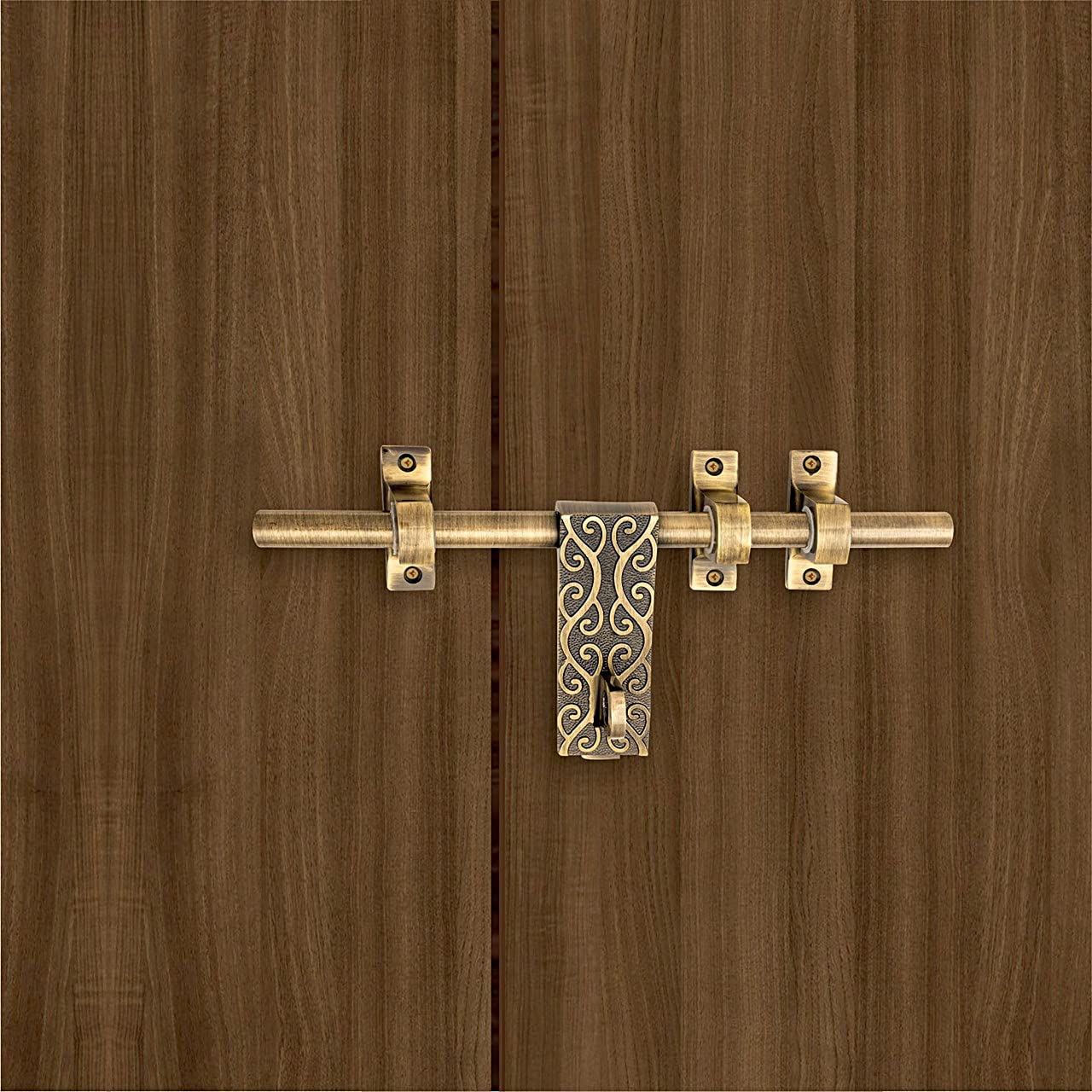 Atom 12 inches Aluminium Door Fittings Aldrop Set | Main Double Door Hardware Aldrops | Lightweight Latch for Home Gate, Brass Antique Finish | 1 Aldrop, (Vine)-image-41