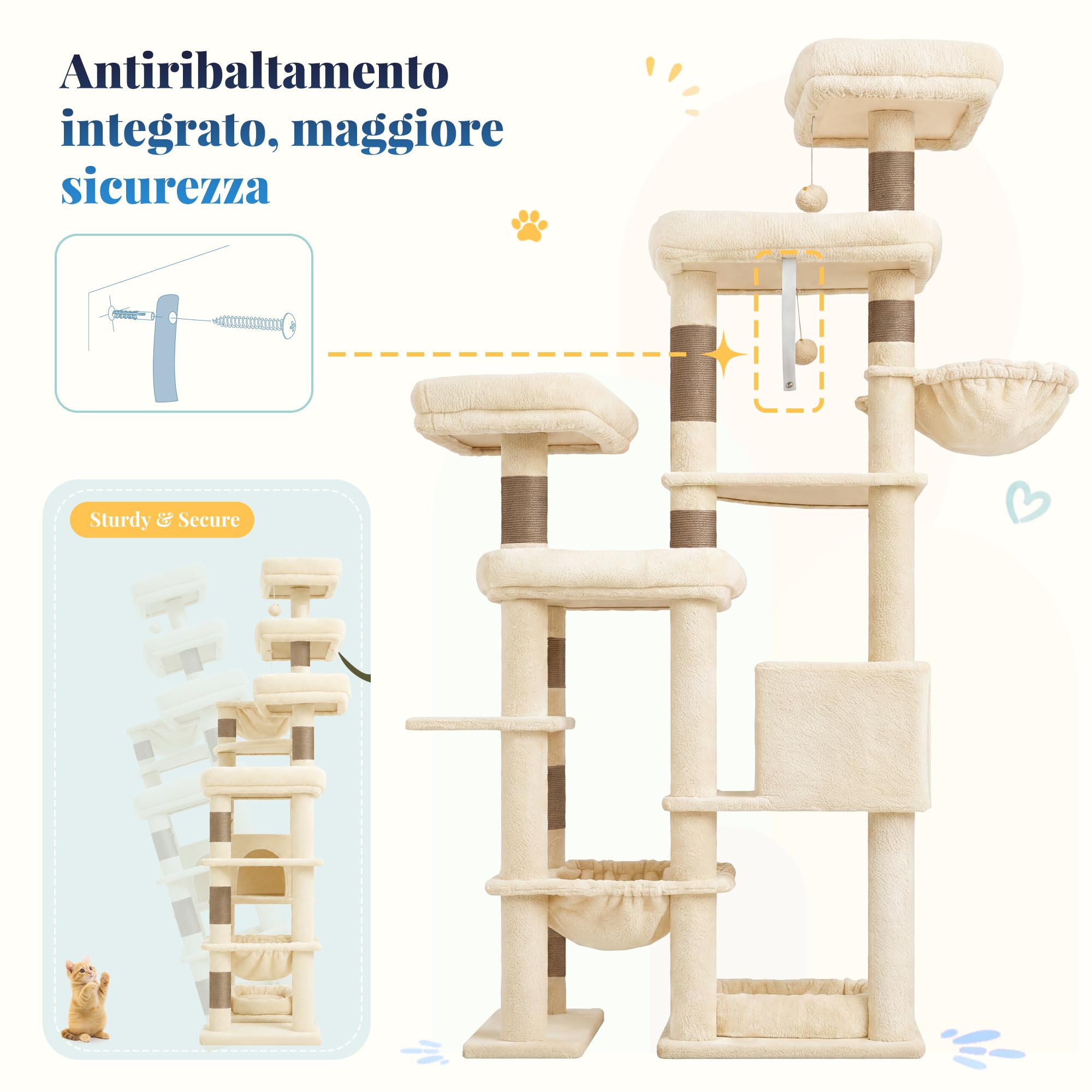 Hey-brother Tiragraffi per Gatti, Base allargata, con Cuccia, MPJ074MJ