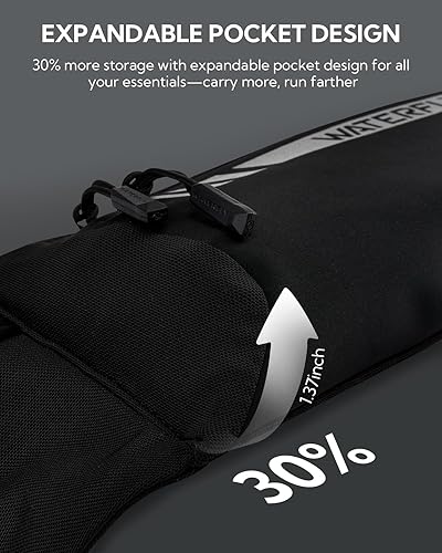 Miniatura 4 de WATERFLY Cangurera para cinturón para correr bolsa de cintura delgada y transpirable de 4 bolsillos para hombres y mujeres, soporte para teléfono de