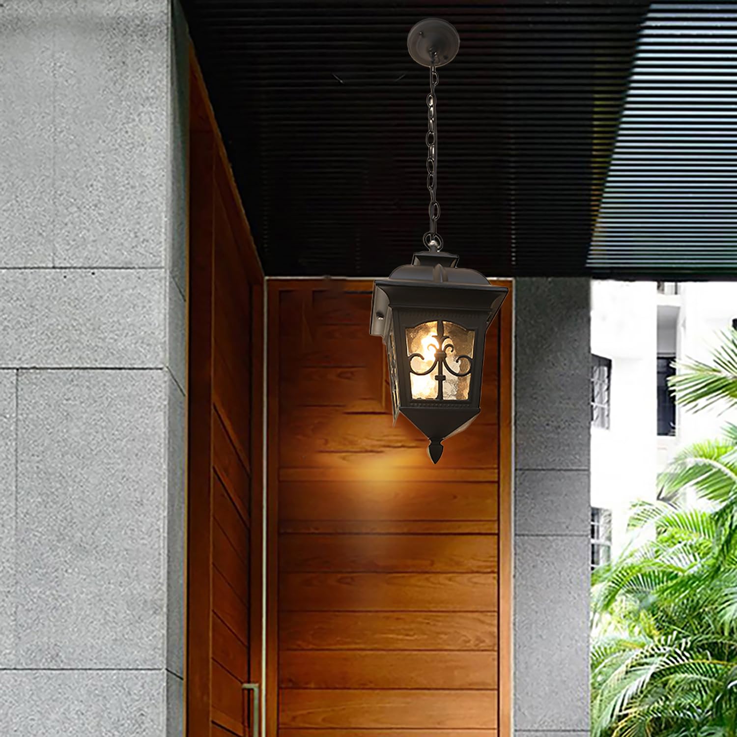 XINYASEE Lámpara colgante de exterior,Lámpara de Techo,Lámpara colgante de aluminio de un cabezal,Farol Colgante de Techo Exterior para Jardín Terraza Balcón,E27 (B)