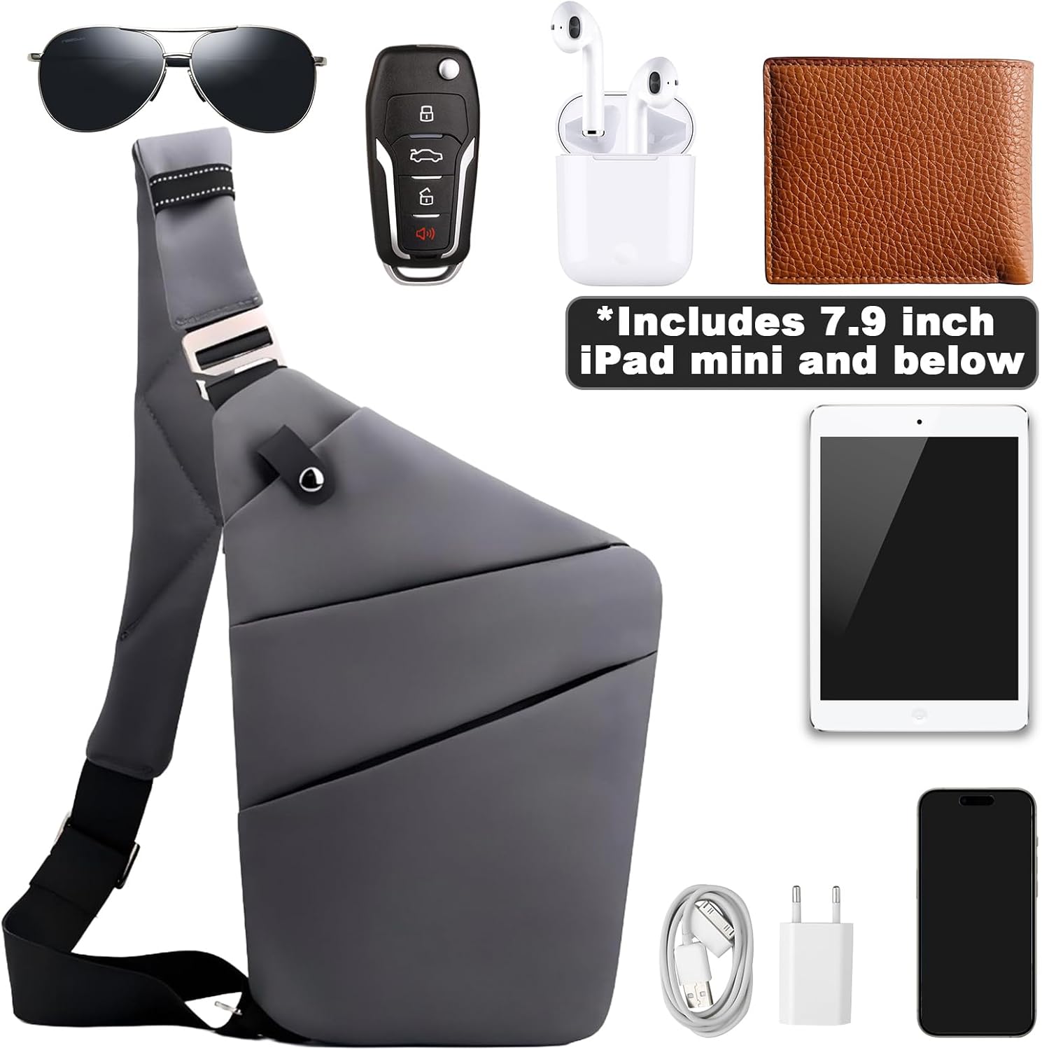 Anti Theft Travel Bag, One Shoulder Large Capacity Cross-body Bag Chest Fashion Lightweight Sling Bags for Travel Sports - Image 5