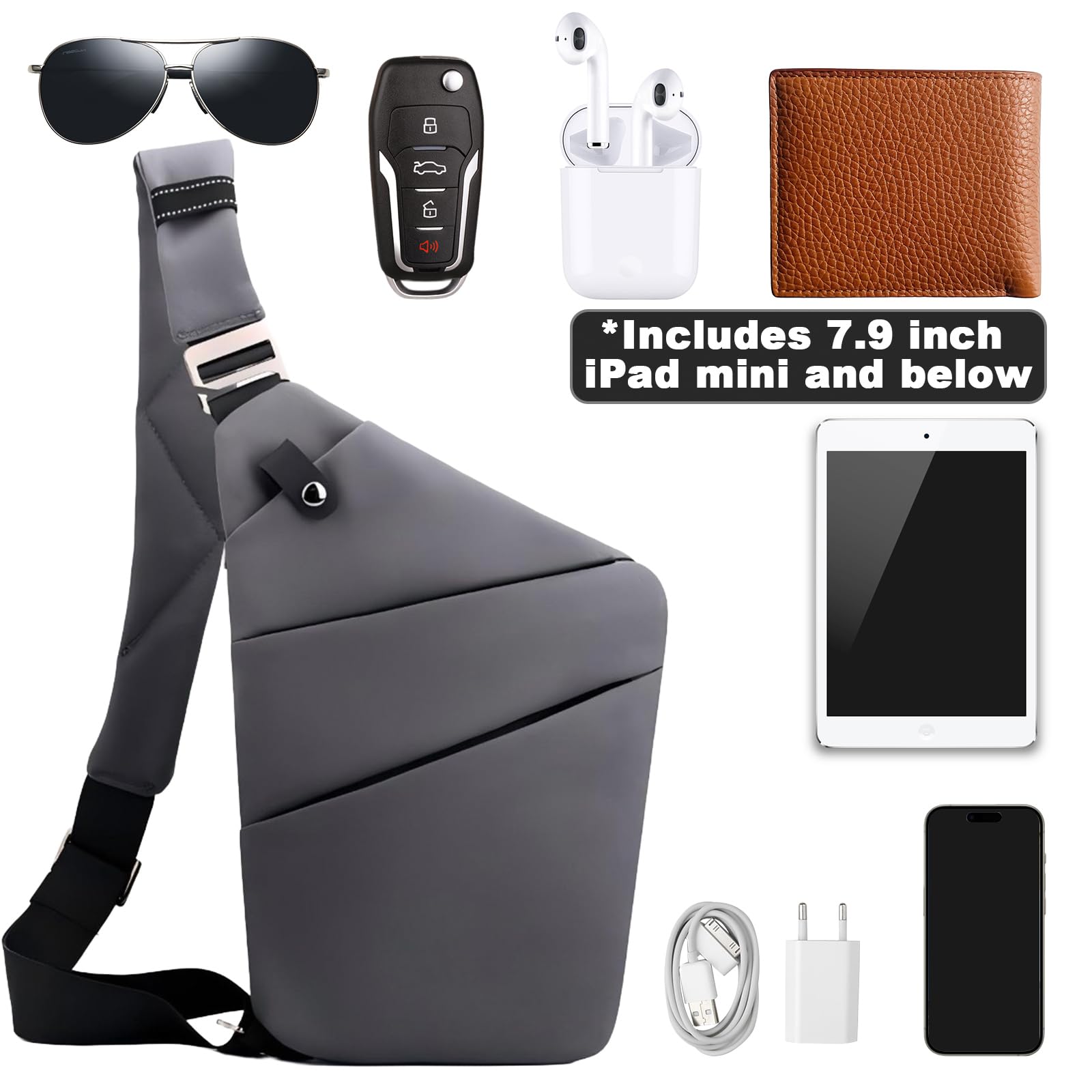 Borsa da viaggio antifurto, monospalla di grande capacità, borsa a tracolla al petto, alla moda, leggera, per viaggi e sport