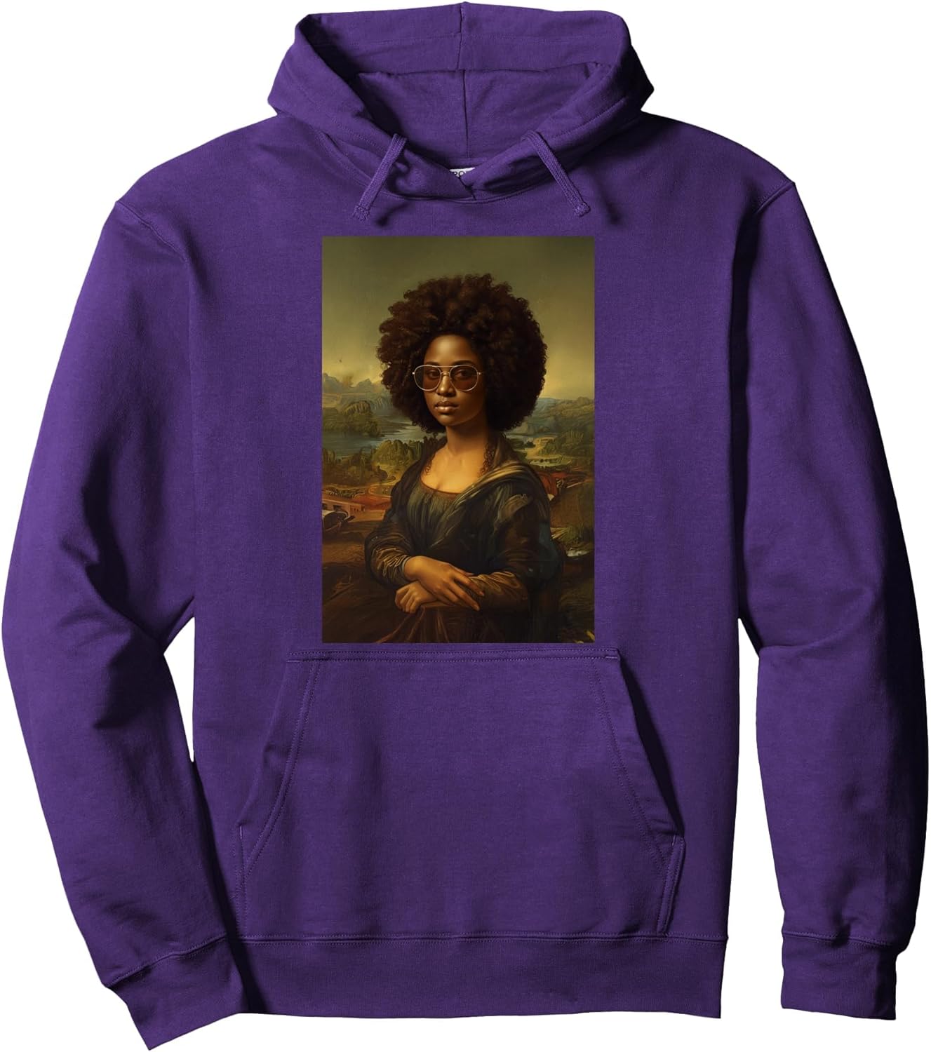 Black Mona Lisa Afro African American Black History Month Pullover Hoodie
