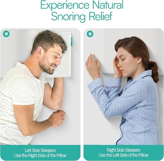 The Original Anti Snoring Pillow for Side Sleepers - Snoring Solution and Remedy - Inclined Memory Foam Pillow for Airway Support, Anti Snore Pillow with Removable Washable Cover