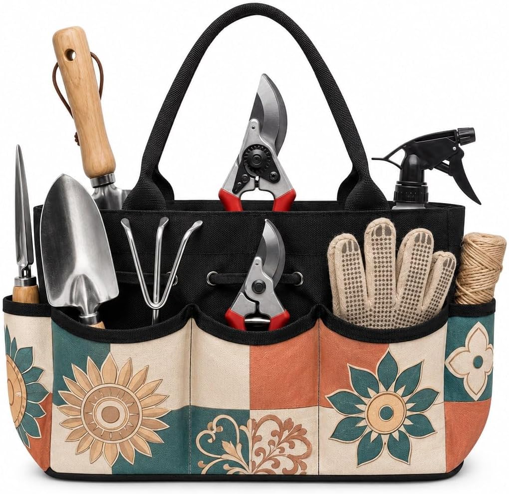 Sun Tile Patchwork Garden Tool Bag Organizer for Patio in Summer