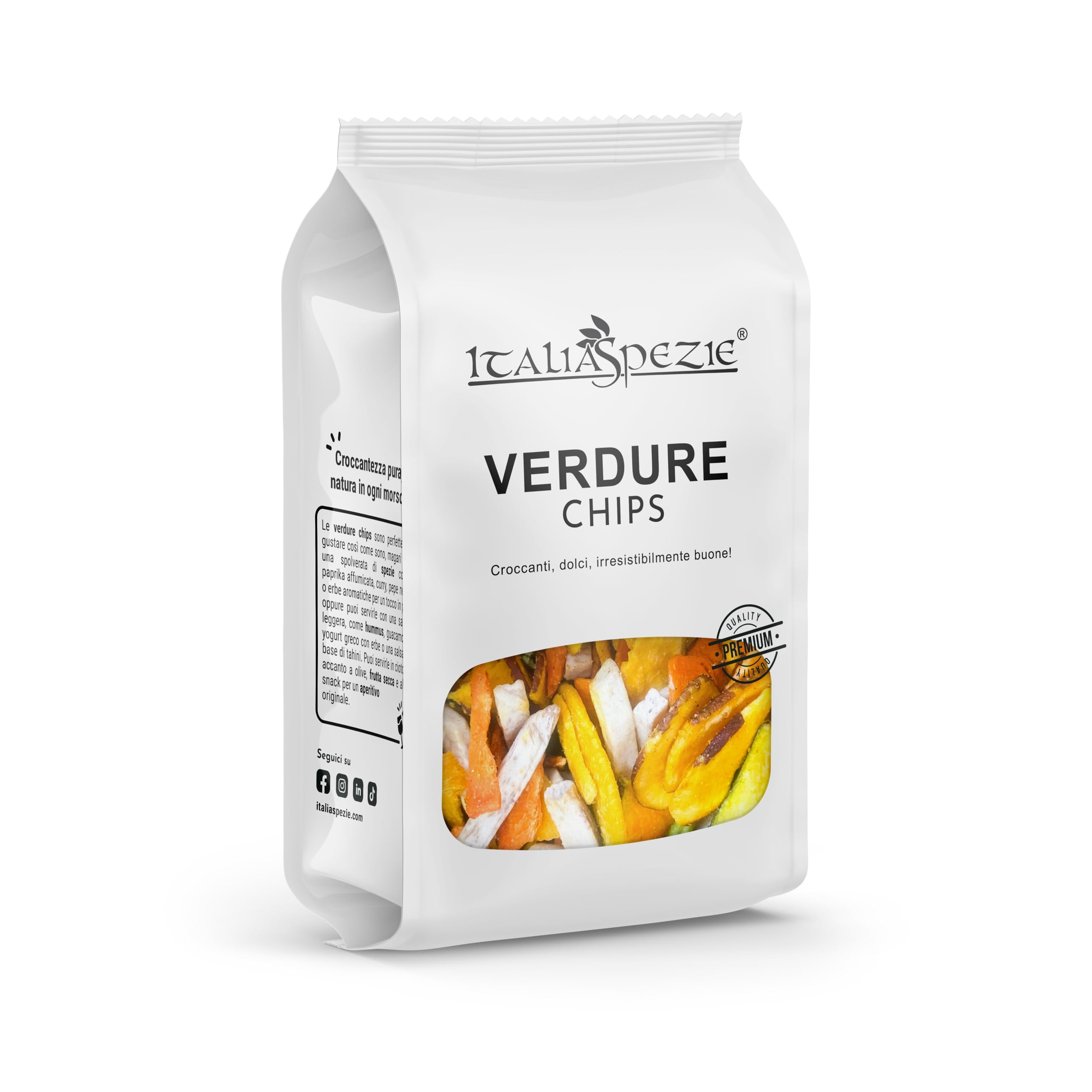 ITALIA SPEZIE Chips di Verdure essiccate, croccanti - 1 Kg (5 x 200g) - Snack, chips vegetali con patata dolce, zucca, taro, fagiolini e carote