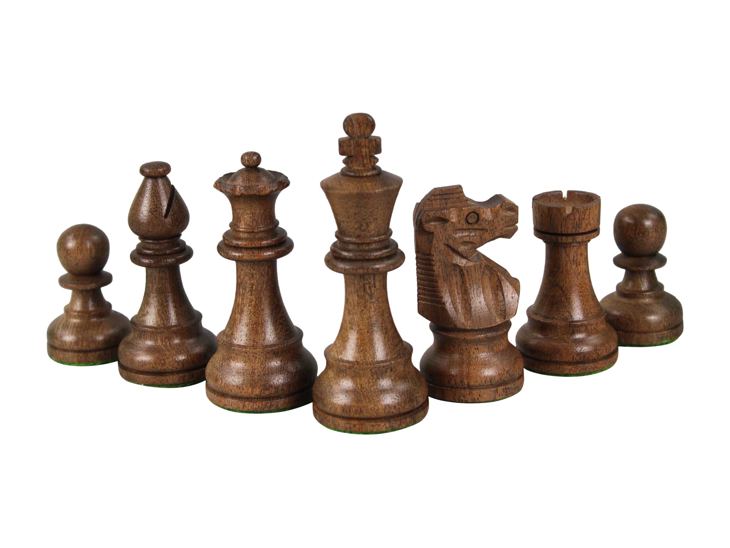 Set di scacchi in legno Macassar Tavola da 20 pollici pesato Sheesham Staunton Cavaliere Francese Pezzi 9,75 pollici
