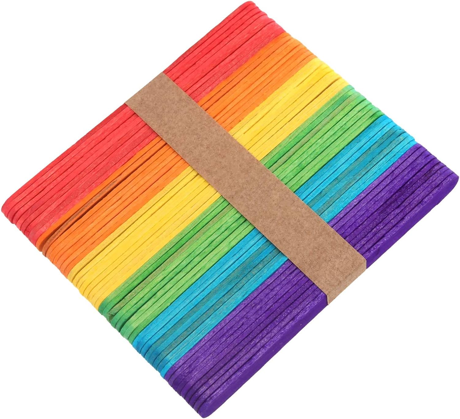 1500 PCS Colored Popsicle Stick, 5 Inch Rainbow Wooden Craft Sticks, 6 Colors Bulk Ice Cream Popsicle Sticks for DIY Craft Creative Designs