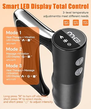 Heated Muscle Scraper, 3-Speed Vibration Body Gua Sha Tool, Black
