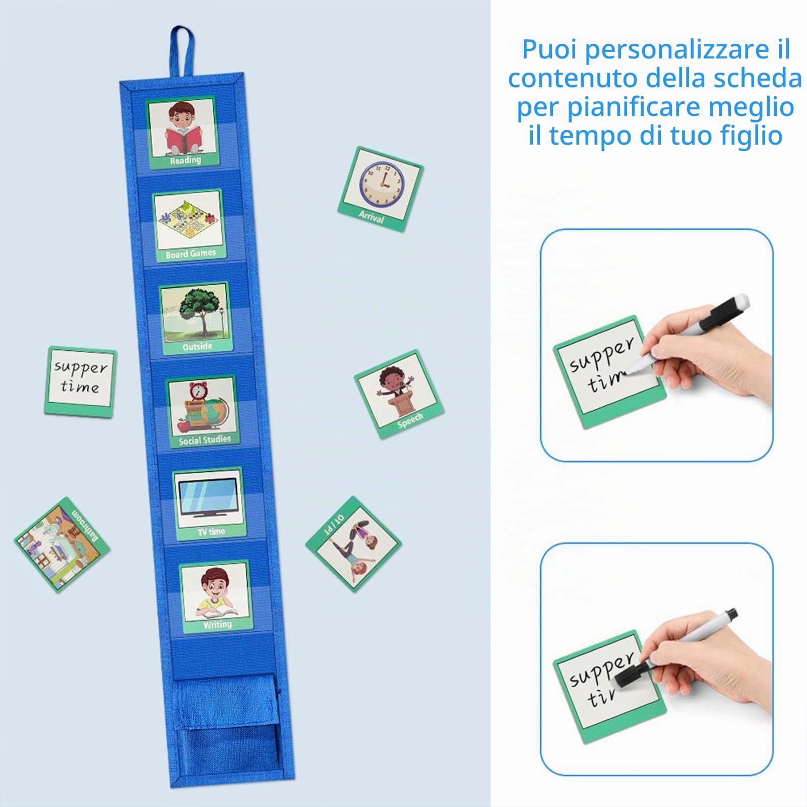 Programma Visivo per Bambini Tabella della Routine Quotidiana Calendario con 45 Carte di Attività