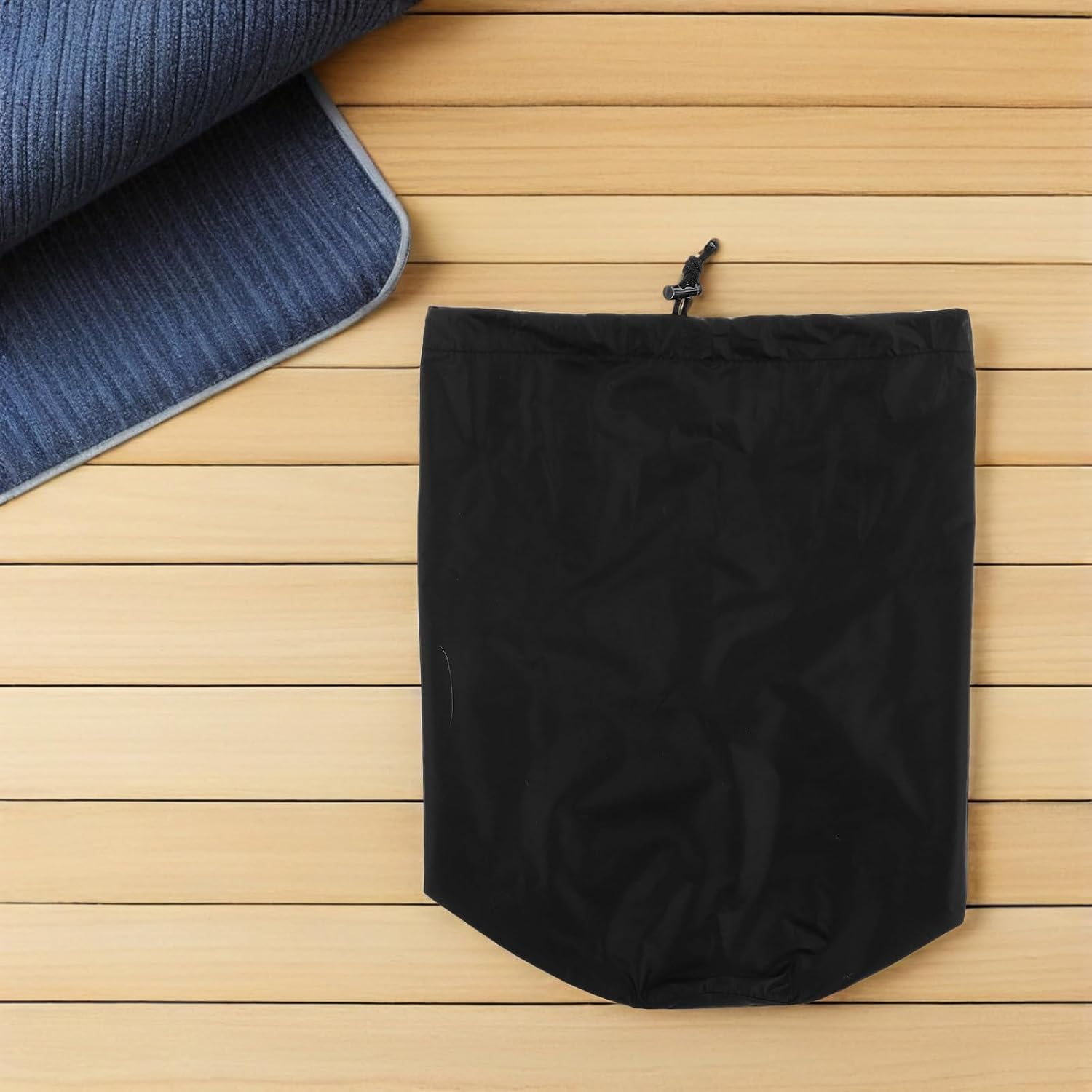 Xmas 3pcs Waterproof Drawstring Storage Bags for Clothing, Black Nylon image 5